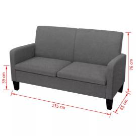 Canapea cu 2 locuri, 135 x 65 x 76 cm, gri închis, 4 image
