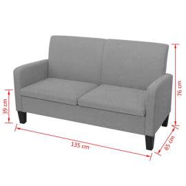 Canapea cu 2 locuri, 135 x 65 x 76 cm, gri deschis, 4 image