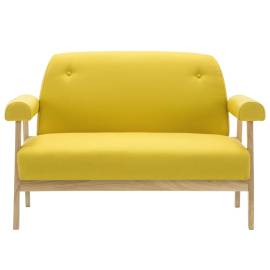 Canapea cu 2 locuri, material textil, galben, 4 image