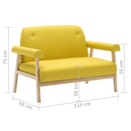 Canapea cu 2 locuri, material textil, galben, 8 image