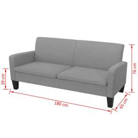 Canapea cu 3 locuri, 180 x 65 x 76 cm, gri deschis, 4 image