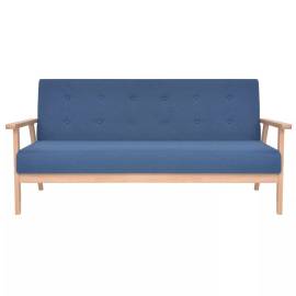 Canapea cu 3 locuri, albastru, material textil, 3 image