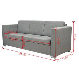 Canapea cu 3 locuri, gri deschis, material textil, 7 image