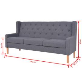 Canapea cu 3 locuri, material textil, gri, 7 image