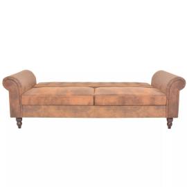 Canapea extensibilă cu brațe, velur artificial, maro, 5 image