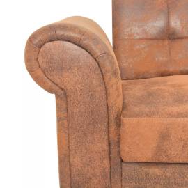 Canapea extensibilă cu brațe, velur artificial, maro, 7 image