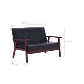 Canapea cu 2 locuri, negru, piele ecologică, 5 image