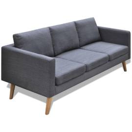 Set canapele cu 2 locuri și 3 locuri, textil, gri închis, 7 image