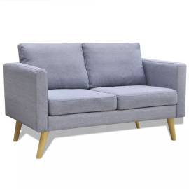 Set canapele cu 2 locuri și 3 locuri, textil, gri deschis, 2 image