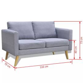 Set canapele cu 2 locuri și 3 locuri, textil, gri deschis, 9 image