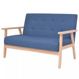 Set cu canapele, 2 piese, material textil, albastru, 5 image