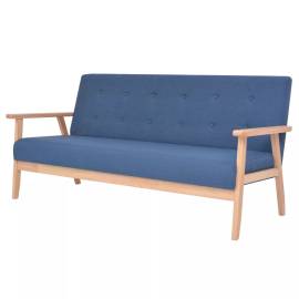 Set cu canapele, 3 piese, material textil, albastru, 3 image