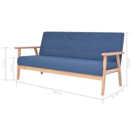 Set de canapele, 3 piese, albastru, material textil, 11 image