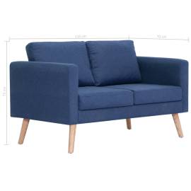 Canapea cu 2 locuri, albastru, material textil, 8 image