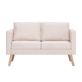 Canapea cu 2 locuri, crem, material textil, 4 image