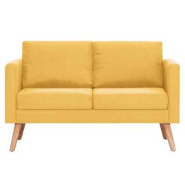 Canapea cu 2 locuri, galben, material textil, 4 image