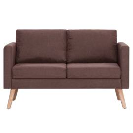 Canapea cu 2 locuri, maro, material textil, 4 image