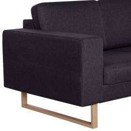 Canapea cu 2 locuri, negru, material textil, 7 image