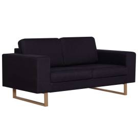 Canapea cu 2 locuri, negru, material textil, 2 image