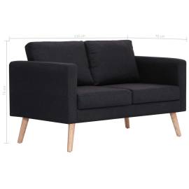Canapea cu 2 locuri, negru, material textil, 8 image