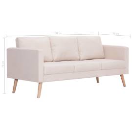 Canapea cu 3 locuri, crem, material textil, 8 image