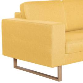 Canapea cu 3 locuri, galben, material textil, 7 image