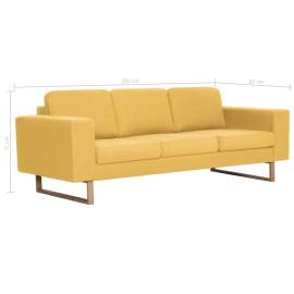 Canapea cu 3 locuri, galben, material textil, 8 image