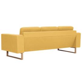 Canapea cu 3 locuri, galben, material textil, 6 image