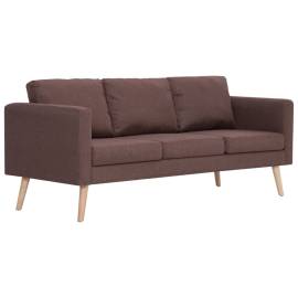 Canapea cu 3 locuri, maro, material textil, 2 image
