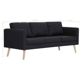 Canapea cu 3 locuri, negru, material textil, 8 image