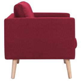 Canapea cu 3 locuri, roșu vin, material textil, 6 image