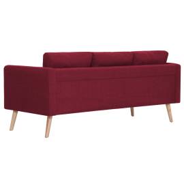 Canapea cu 3 locuri, roșu vin, material textil, 5 image