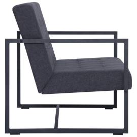 Canapea cu 2 locuri și brațe, gri închis, oțel și material textil, 5 image