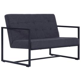 Canapea cu 2 locuri și brațe, gri închis, oțel și material textil, 2 image
