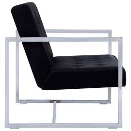 Canapea cu 2 locuri cu brațe, negru, crom și catifea, 5 image