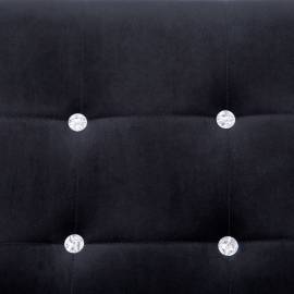 Canapea cu 2 locuri cu brațe, negru, crom și catifea, 3 image