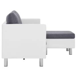 Canapea cu 3 locuri cu perne, alb, piele ecologică, 6 image