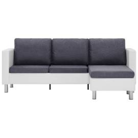 Canapea cu 3 locuri cu perne, alb, piele ecologică, 5 image
