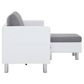 Canapea cu 3 locuri cu perne, alb, piele ecologică, 6 image