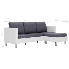 Canapea cu 3 locuri cu perne, alb, piele ecologică, 9 image