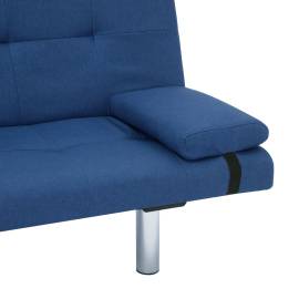 Canapea extensibilă cu două perne, albastru, poliester, 10 image