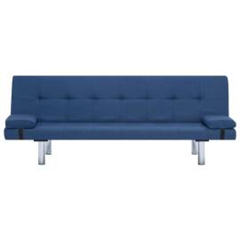 Canapea extensibilă cu două perne, albastru, poliester, 6 image
