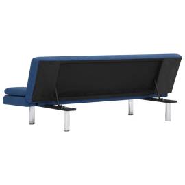Canapea extensibilă cu două perne, albastru, poliester, 7 image