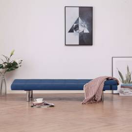 Canapea extensibilă cu două perne, albastru, poliester, 3 image