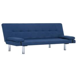 Canapea extensibilă cu două perne, albastru, poliester, 2 image