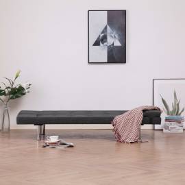 Canapea extensibilă cu două perne, gri închis, poliester, 3 image