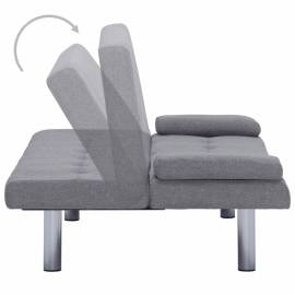 Canapea extensibilă cu două perne, gri deschis, poliester, 5 image