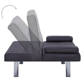Canapea extensibilă cu două perne, maro, piele ecologică, 5 image