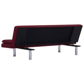 Canapea extensibilă cu două perne, roșu vin, poliester, 7 image