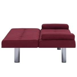 Canapea extensibilă cu două perne, roșu vin, poliester, 9 image